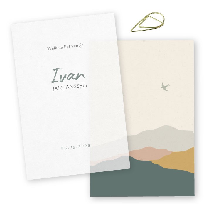 Geboortekaartje kalkpapier bergen