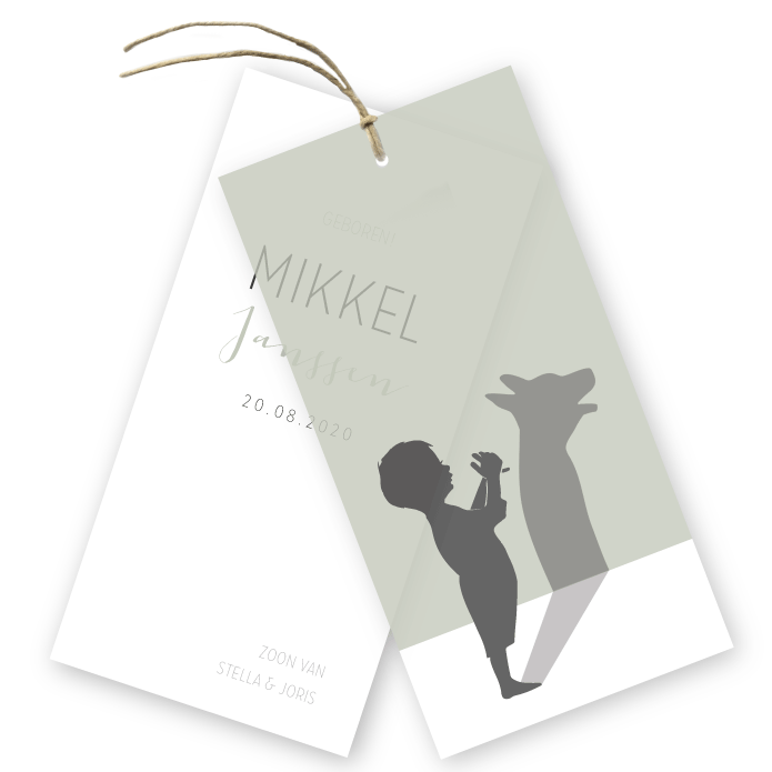 Geboortelabels kalk schaduw wolf