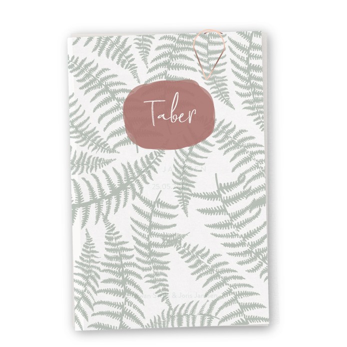 Geboortekaartje kalkpapier labels groen Taber