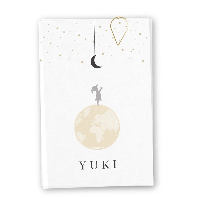 Babykaartje kalklabels wereldbol Yuki