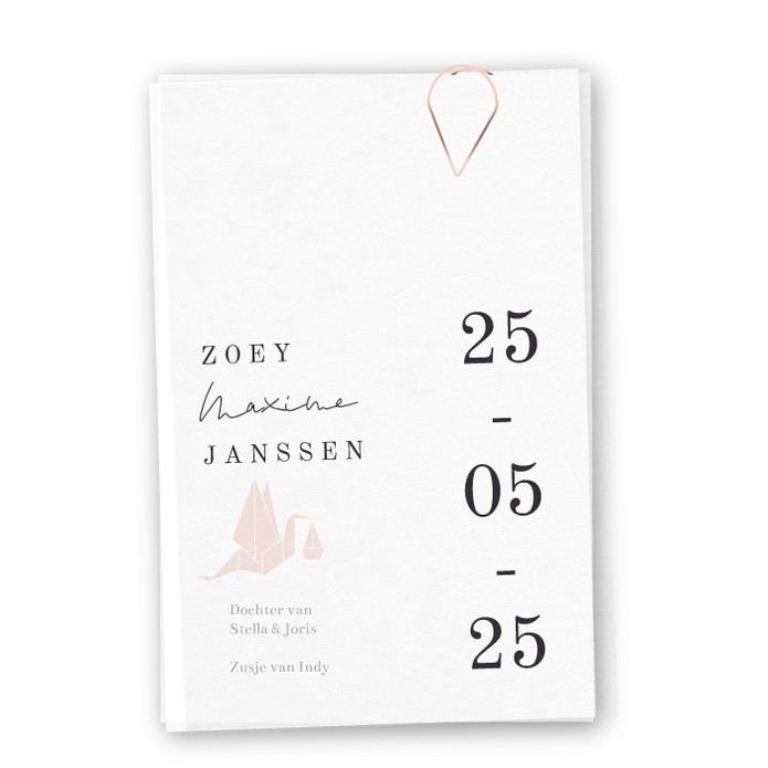 Babykaartje kalk modern Zoey