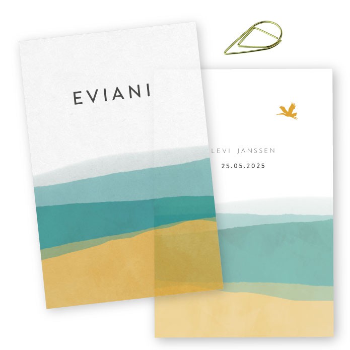 Geboortekaartje kalk waterverf