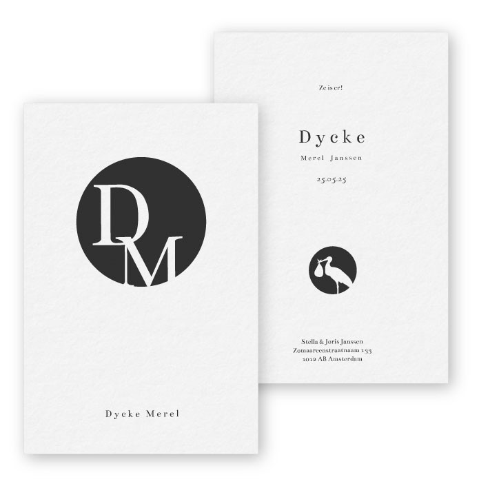 Geboortekaartje karton Dycke