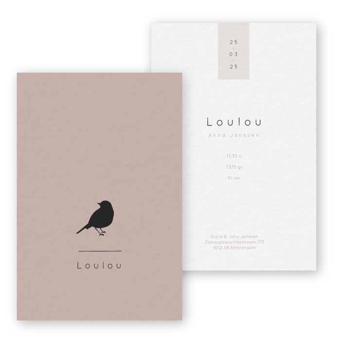 Babykaartje meisje karton