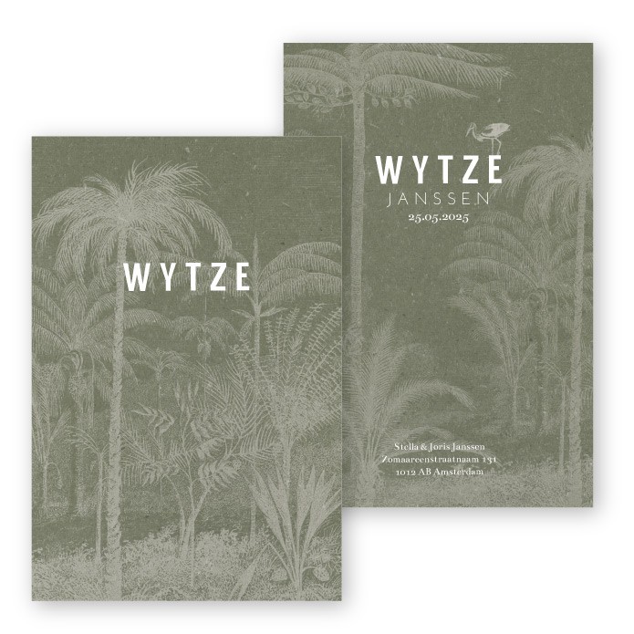 Geboortekaartje kraft karton botanisch Wytze