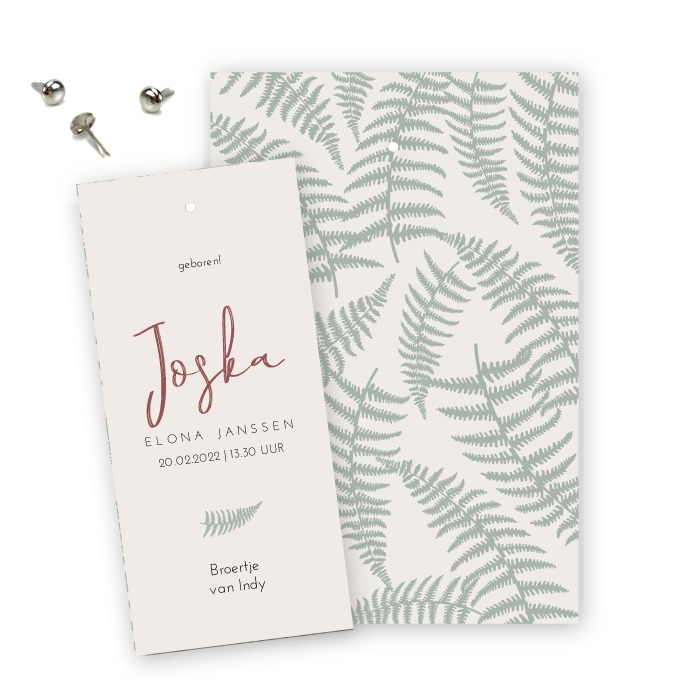 Klembord geboortekaart varen botanisch Joska