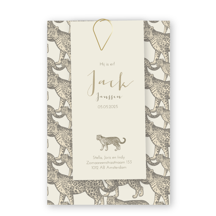 Geboortekaartje label paperclip Jack