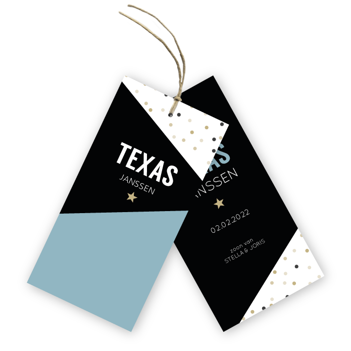 Geboortekaartje labels geometrische stipjes Texas