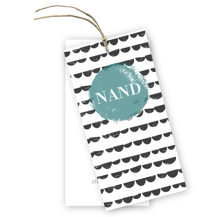 Geboortekaartje labels half moon Nand
