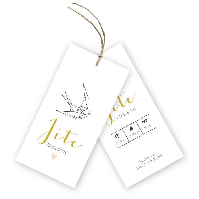 Geboortelabel geometrische zwaluw Jite