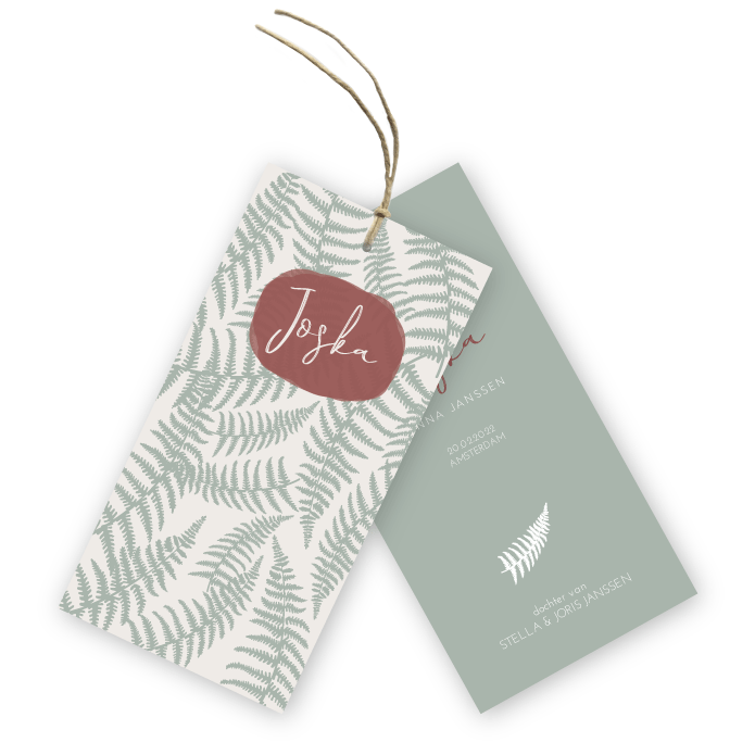 Geboortekaartje karton varens Joska