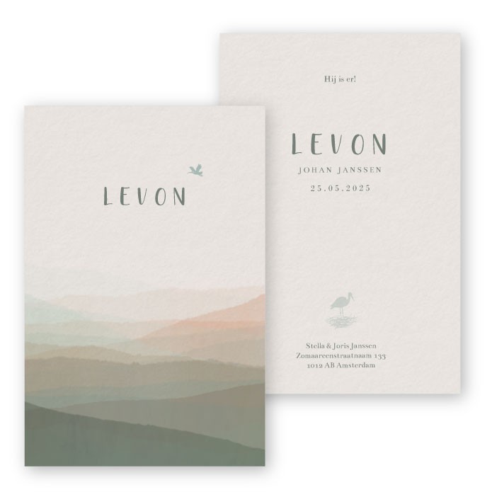 Babykaartje landschap waterverf