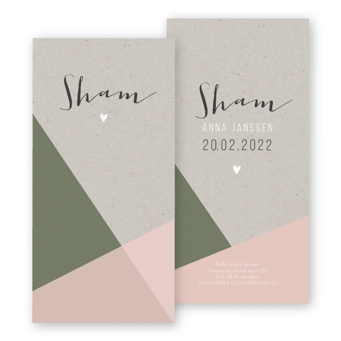 Geboortekaartje grijs kraft geometrisch Sham