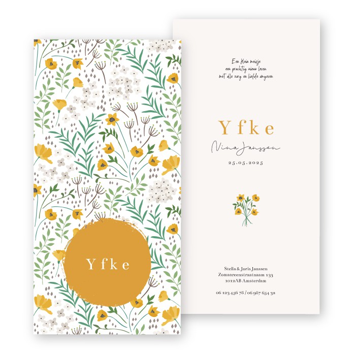 Babykaartje lente bloemen