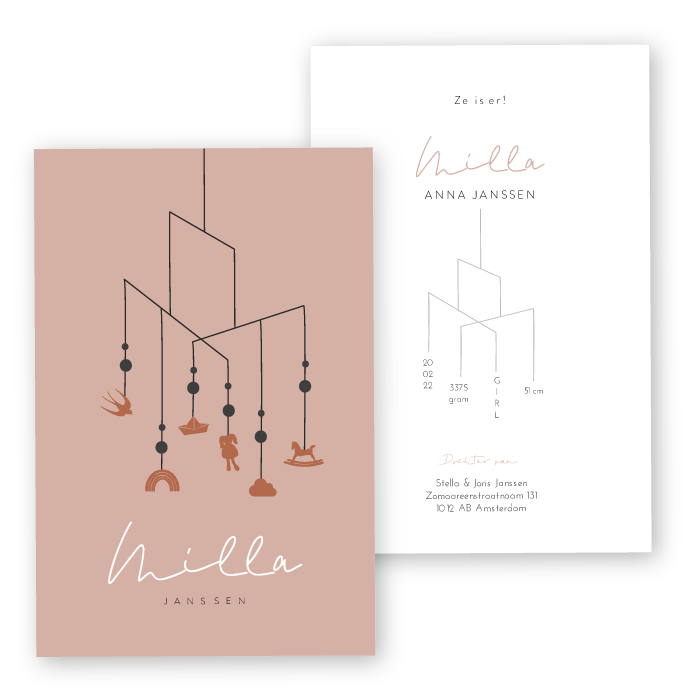 Babykaartje muziek mobiel regenboog Milla