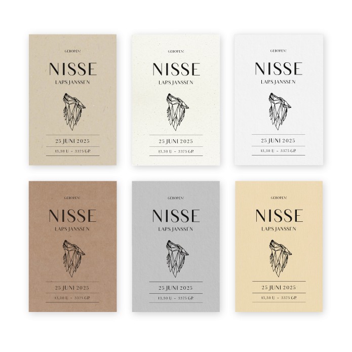 Geboortekaartje duurzaam wolf Nisse