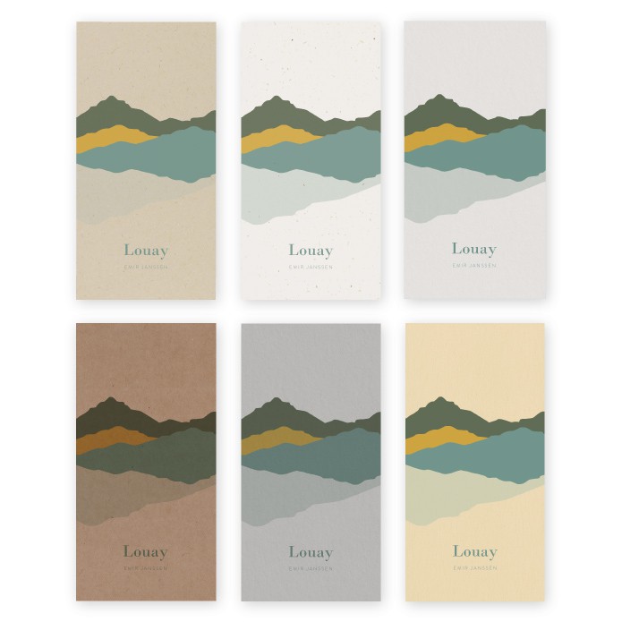 Geboortekaartje duurzaam moderne bergen Louay