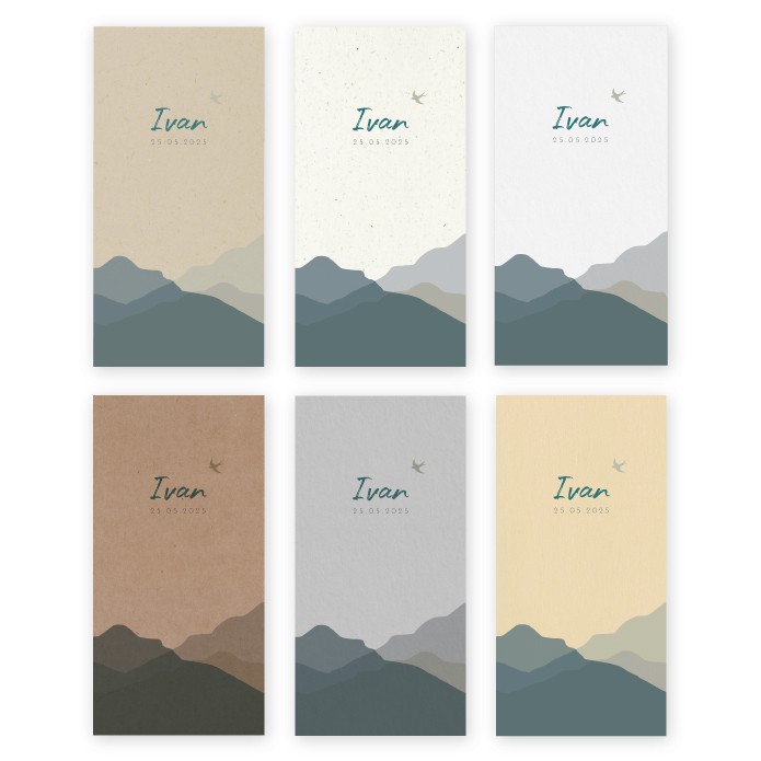 Geboortekaartje duurzaam blauw staand Ivan