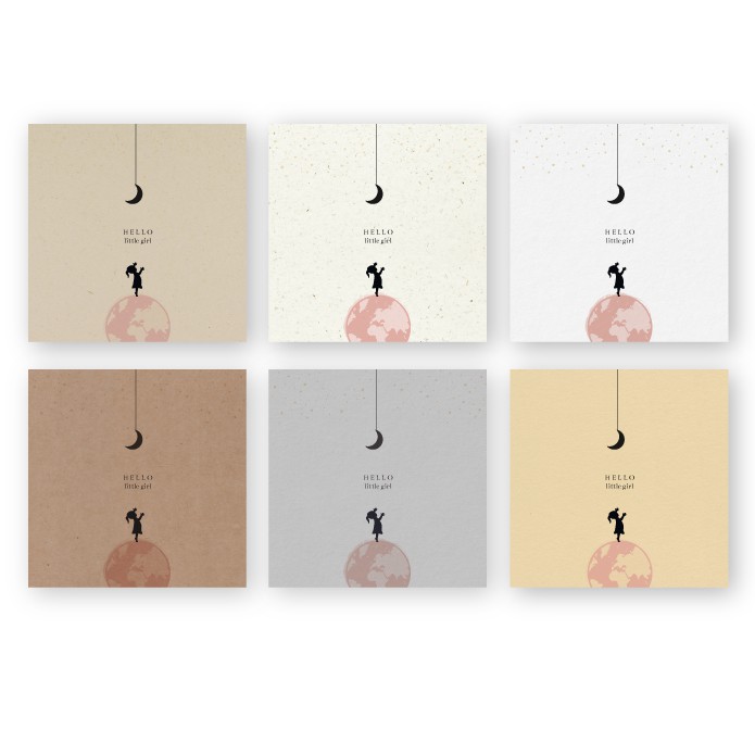 Geboortekaartje duurzaam wereldbol meisje Yuki