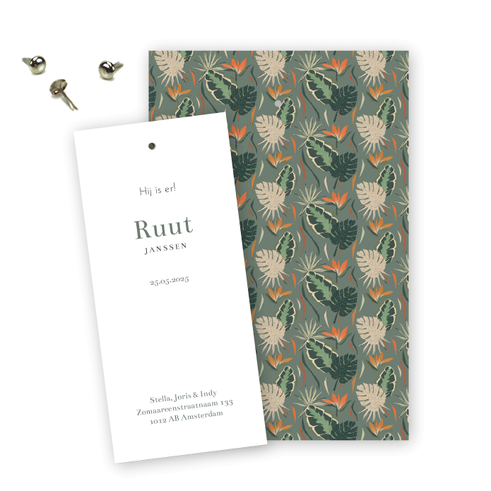 Geboortekaartje labels Ruut