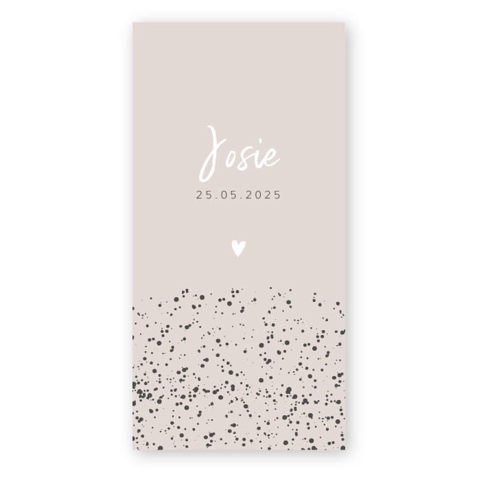 Geboortekaartje spetterpatroon Josie langwerpig