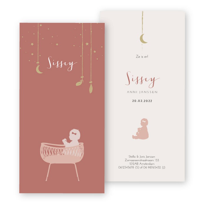 Babykaartje wieg karton