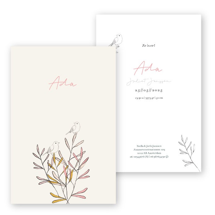 Babykaartje getekende takjes