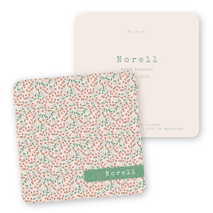 Geboortekaartje bloemen Norell