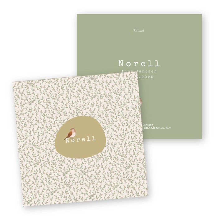 Babykaartje vintage groen