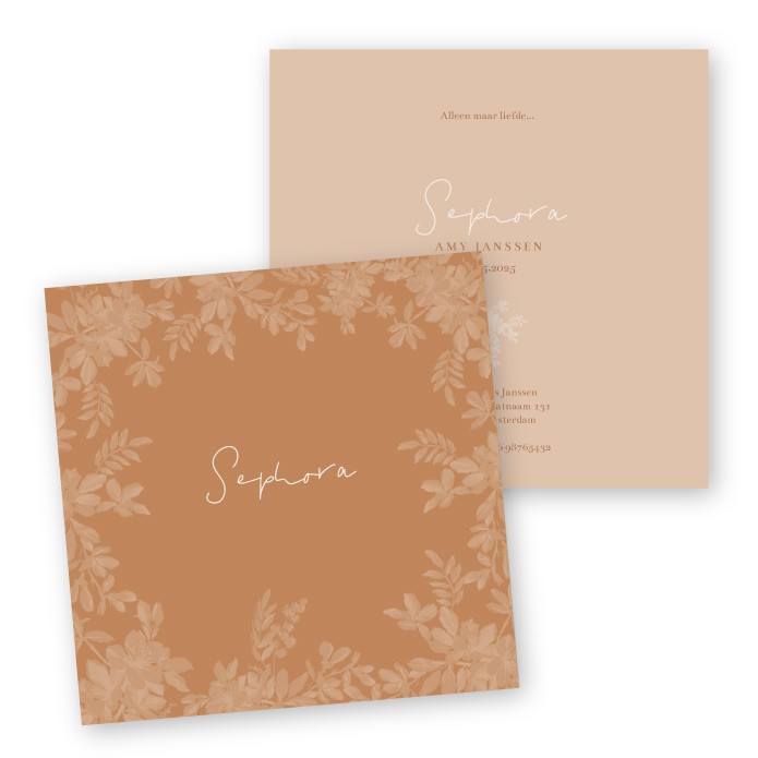 Geboortekaartje vintage floral