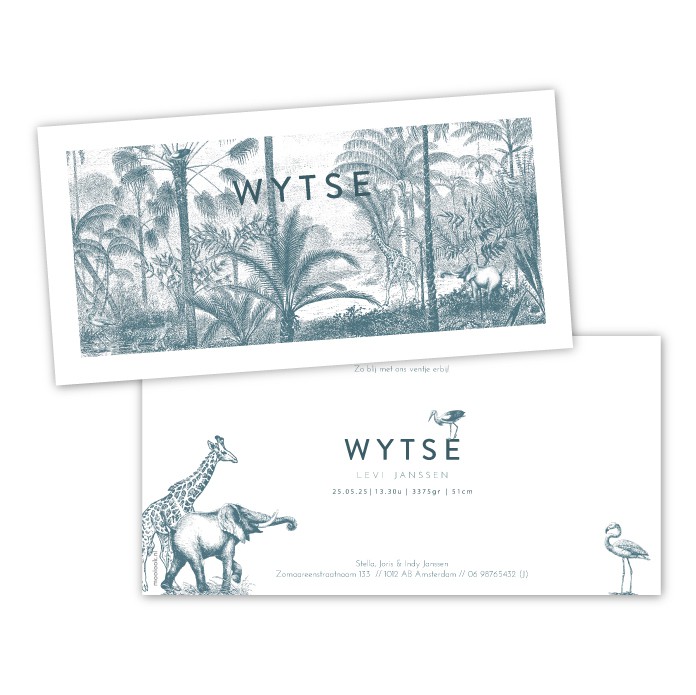 Geboortekaartje jungle giraffe