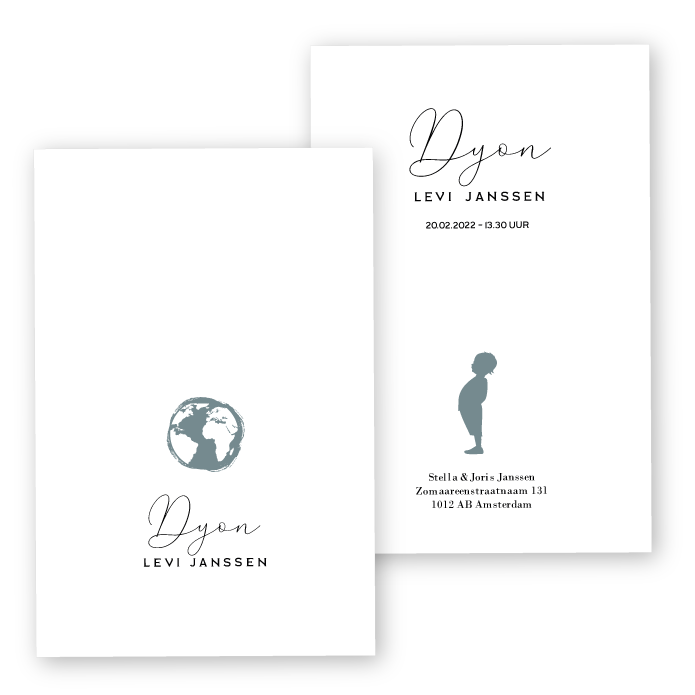 Geboortekaartje karton wereldbol