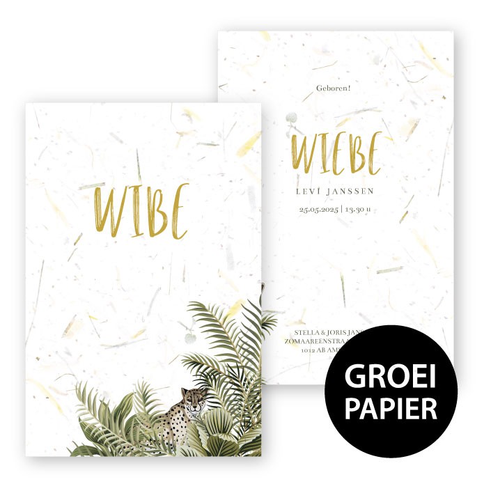 Geboortekaartje groeipapier Wibe