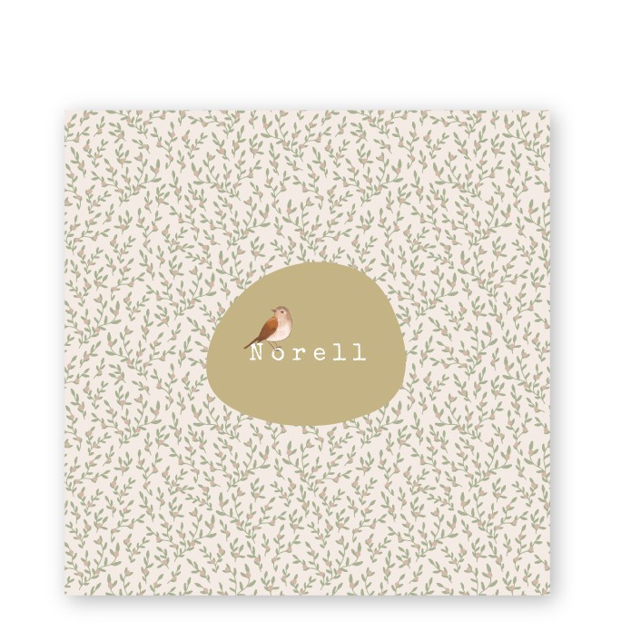 Geboortekaartje met vintage bloemetjes