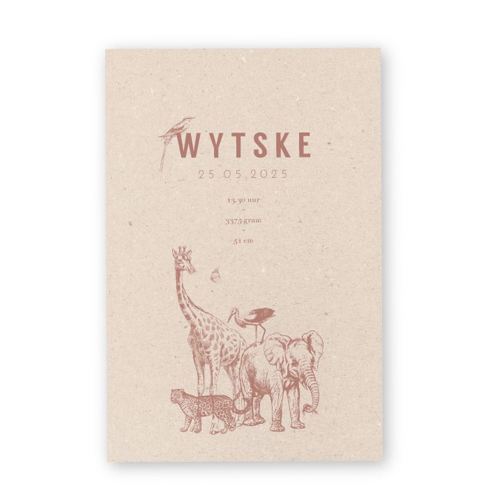 Geboortekaartje getekende ooievaar