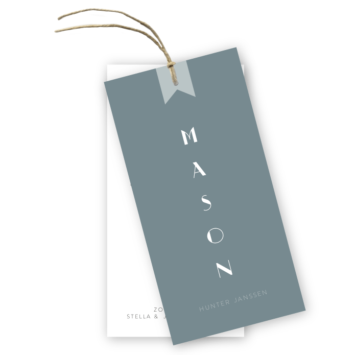 Geboortelabels typografisch strak