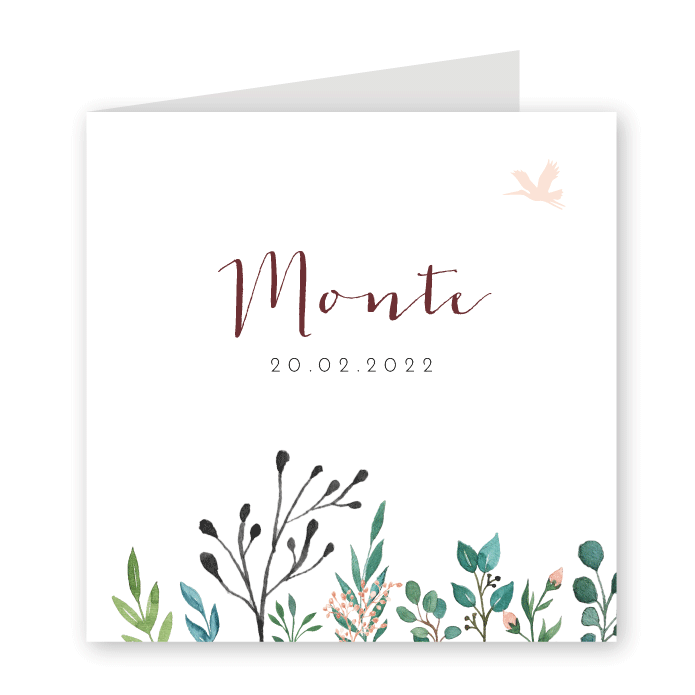 Geboortekaartje botanisch dubbel Monte