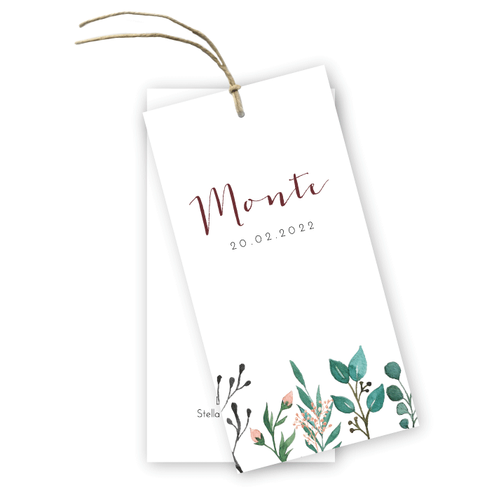 Strakke geboortelabels bloemen Monte