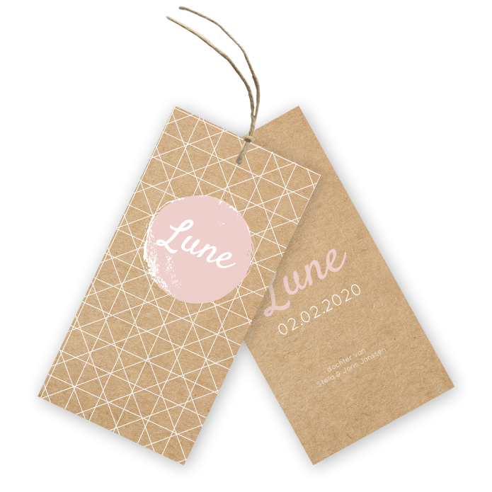 Geboortelabel meisje scandinavisch geometrisch Lune