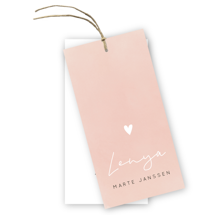 Geboortekaartje waterverf roze Lenya