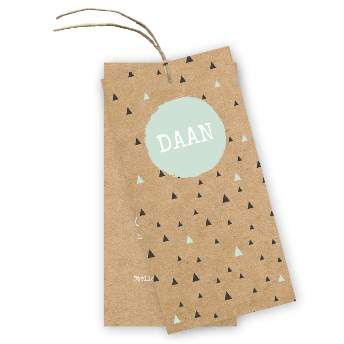 Label geboortekaartje kraft scandinavisch Daan