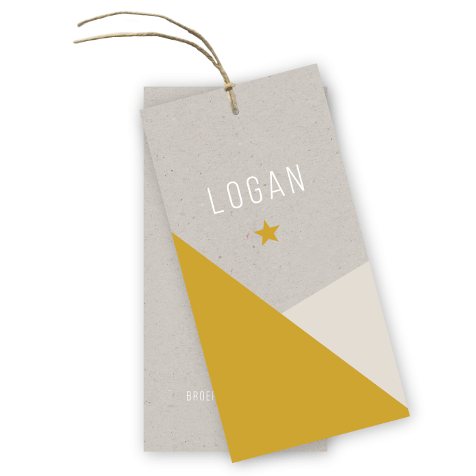 Labels geboortekaartje kraft seventies Logan
