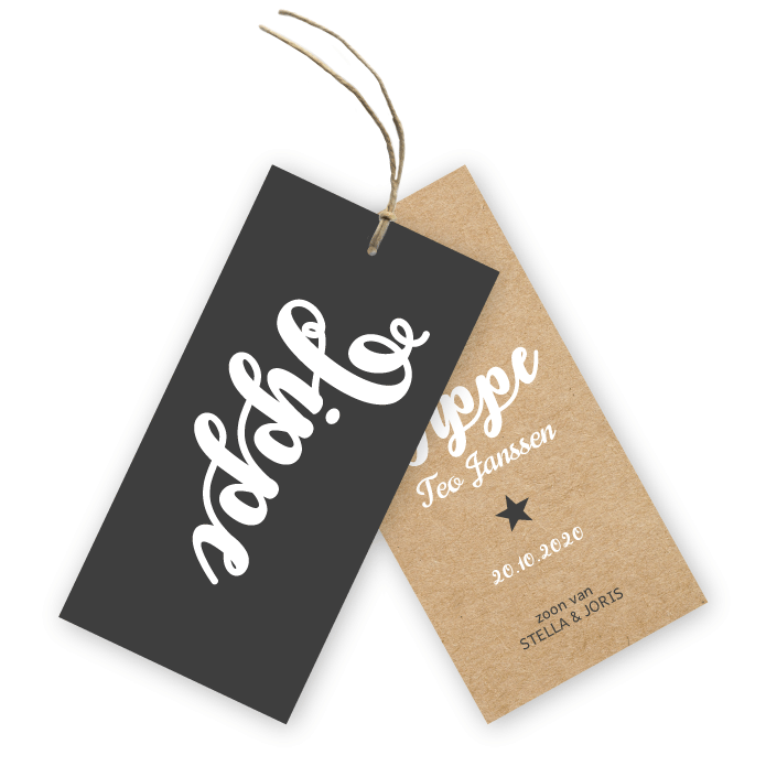 Label geboortekaartje kraft Jippe