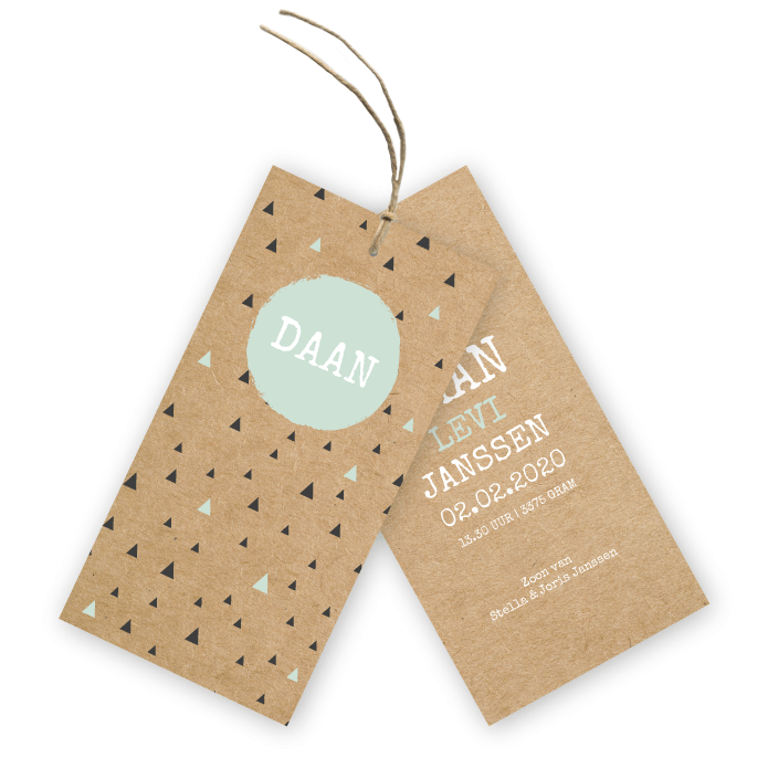 Label geboortekaartje kraft scandinavisch Daan