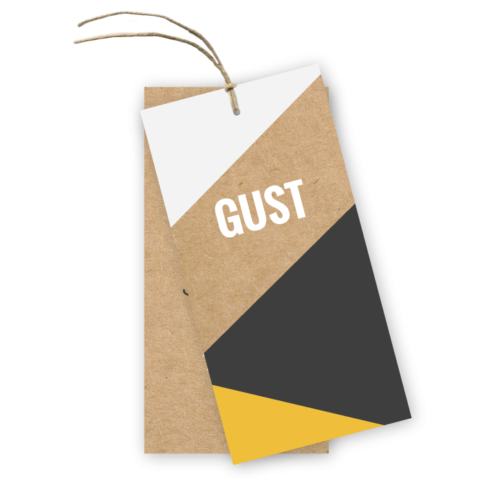 Label geboortekaart kraft geometrische driehoeken Gust