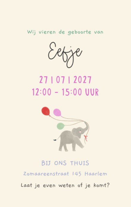 Mini Kraamkaartje Eefje - Staand