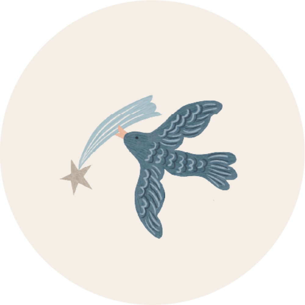 Sluitsticker vogeltje blauw