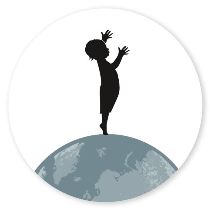 Sluitsticker jongen op wereldbol Badr