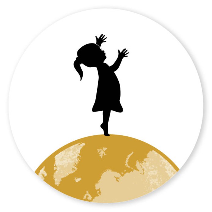 Sluitsticker meisje op wereldbol Yuki