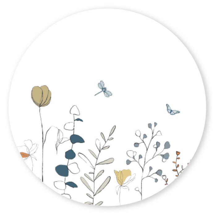 Sluitsticker getekende bloemen Jacek